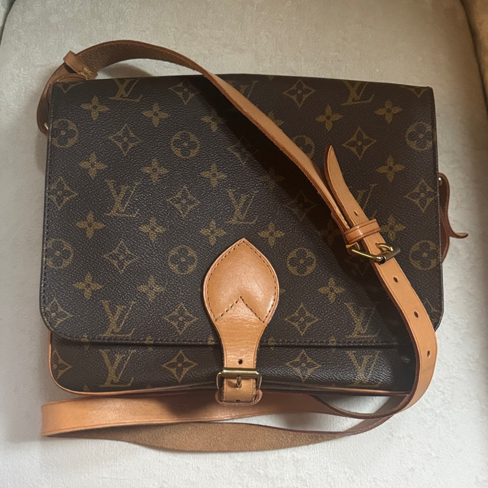 Louis Vuitton Monogram Tan and Brown Messenger crossbody Bag